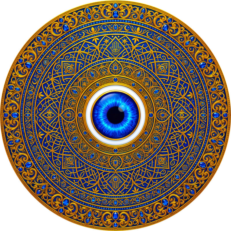 Royal Blue Guardian Eye Round Glass Wall Art