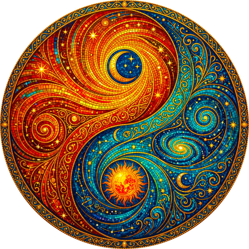 Celestial Harmony Round Glass Wall Art