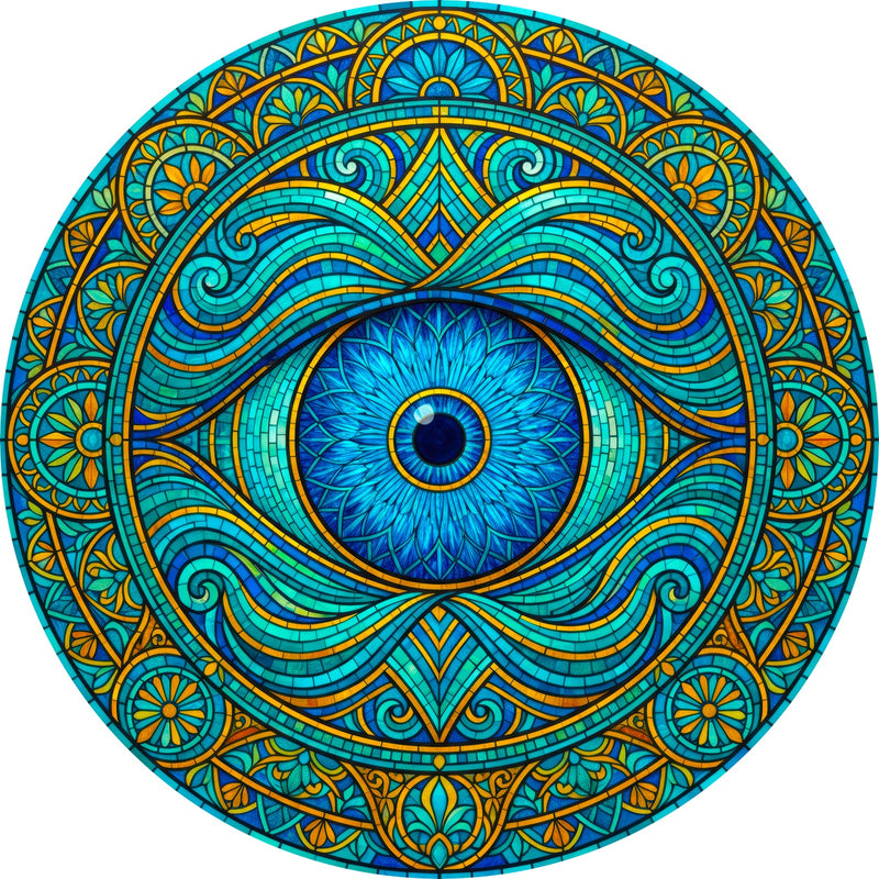 Ocean Guardian Eye Round Glass Wall Art