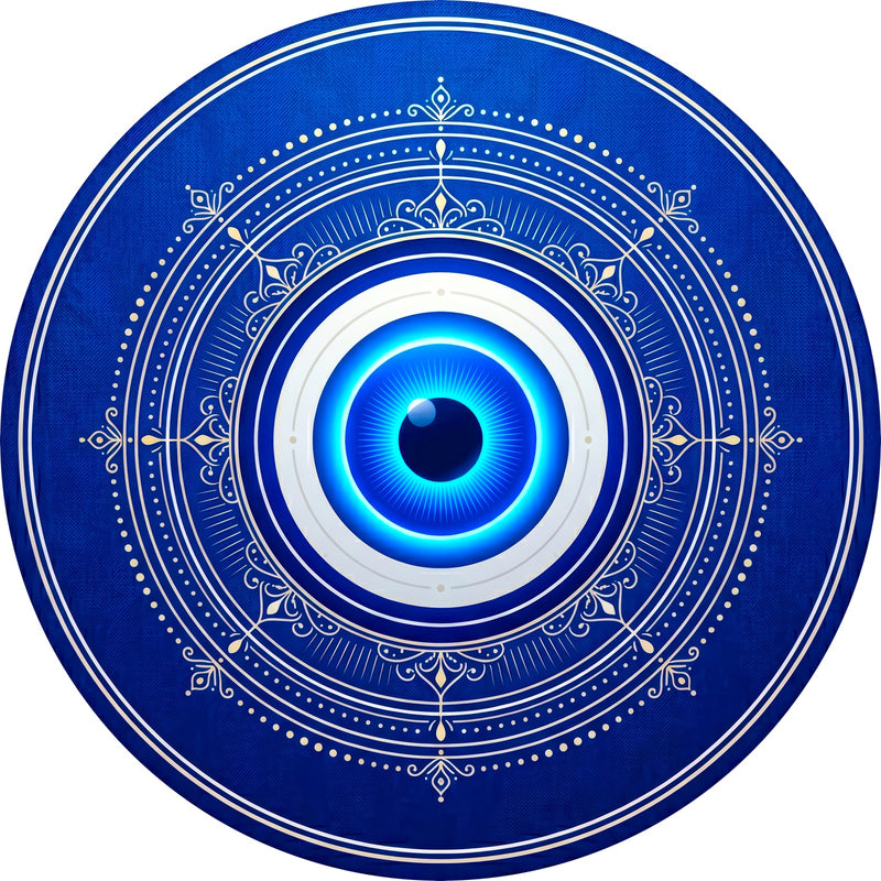 Midnight Evil Eye Round Glass Wall Art