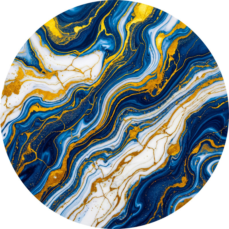 Sapphire Marble Flow Round Glass Wall Art