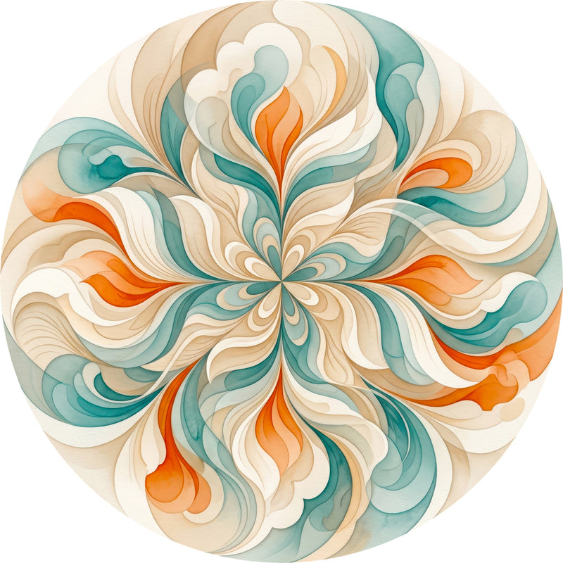 Petal Whirl Round Glass Wall Art