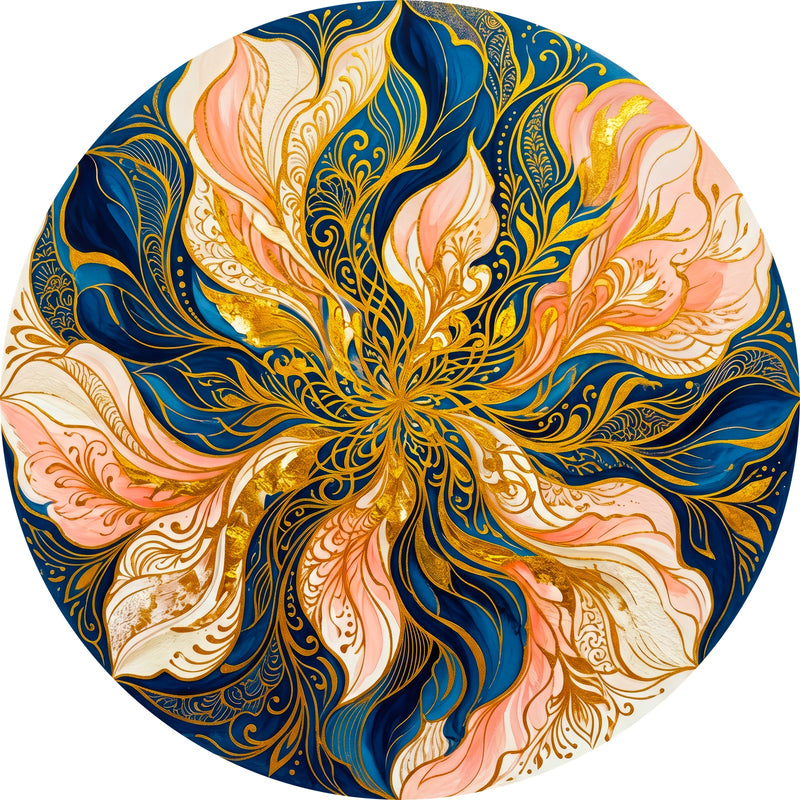 Midnight Blossom Round Glass Wall Art