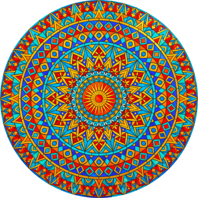 Festival Mandala Round Glass Wall Art