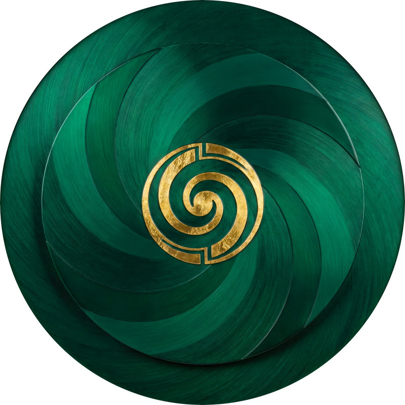 Emerald Spiral Round Glass Wall Art