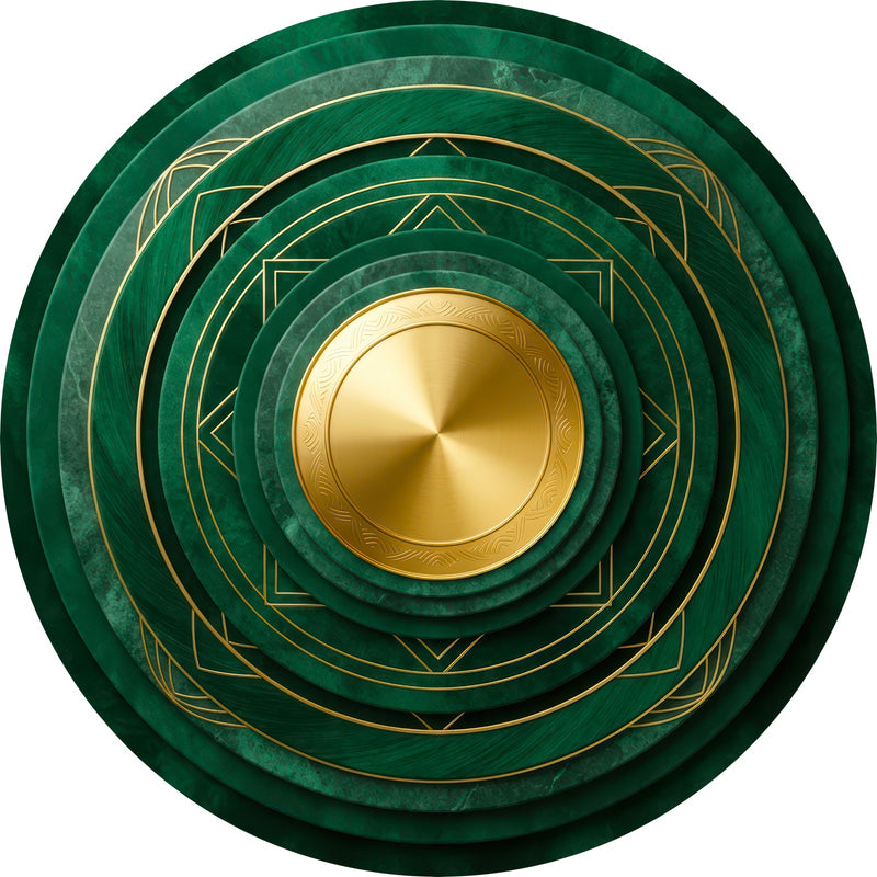 Emerald Geometric Halo Round Glass Wall Art