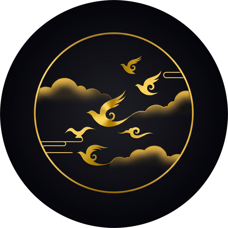 Flight Above The Clouds Round Glass Wall Art