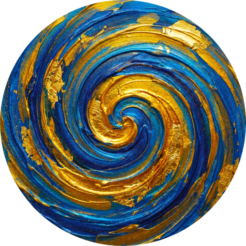 Gilded Ocean Spiral Round Glass Wall Art