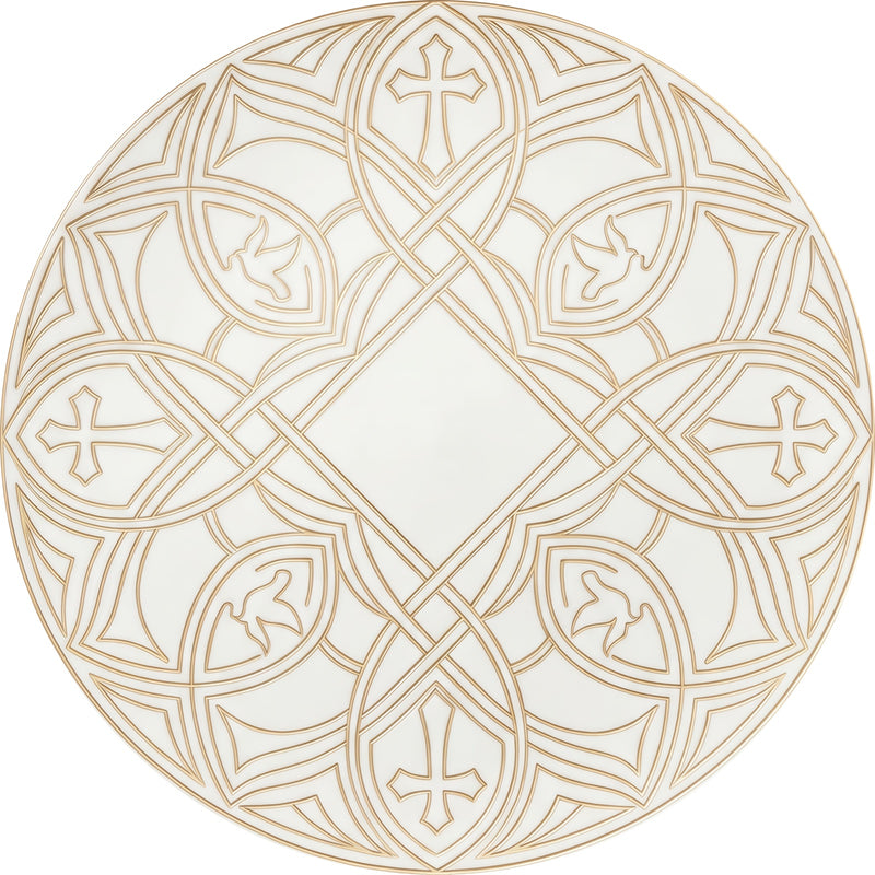 Gothic Cross And Dove Roundel Round Glass Wall Art