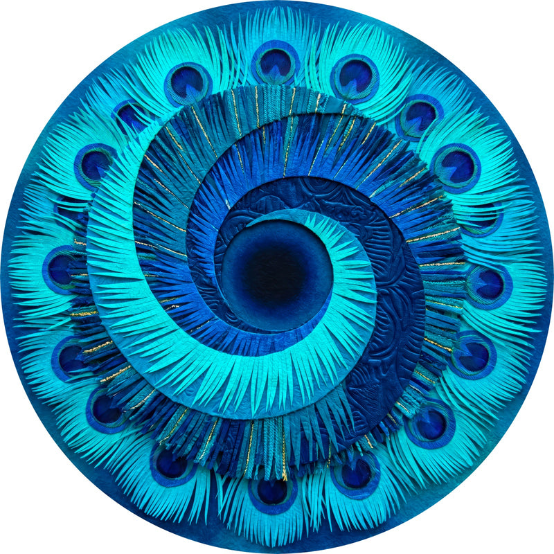 Peacock Eye Round Glass Wall Art