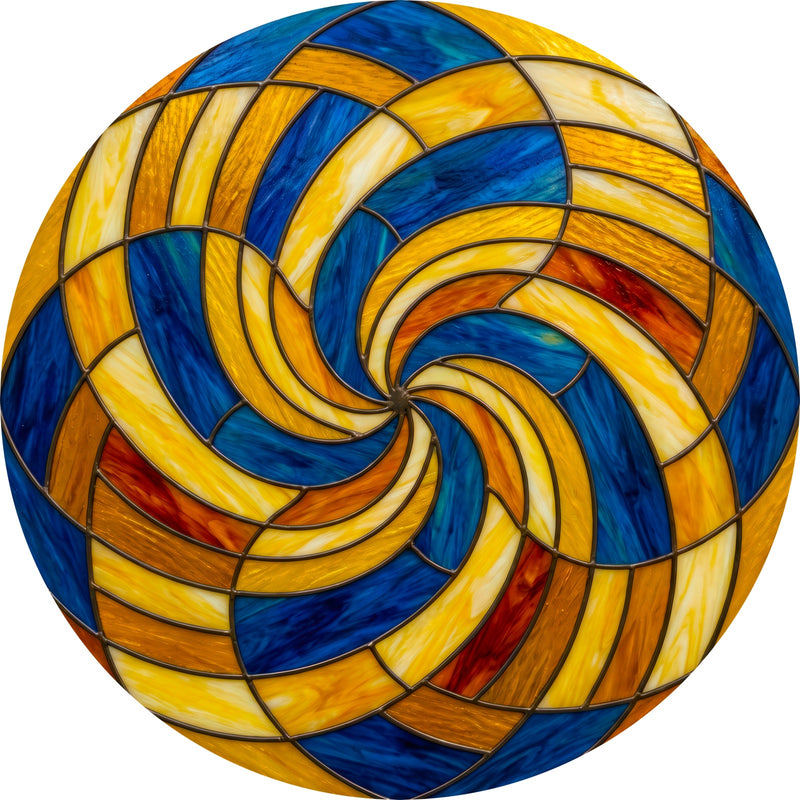 Sapphire Sunburst Round Glass Wall Art