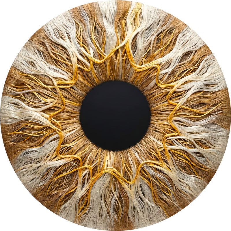 Golden Iris II Round Glass Wall Art