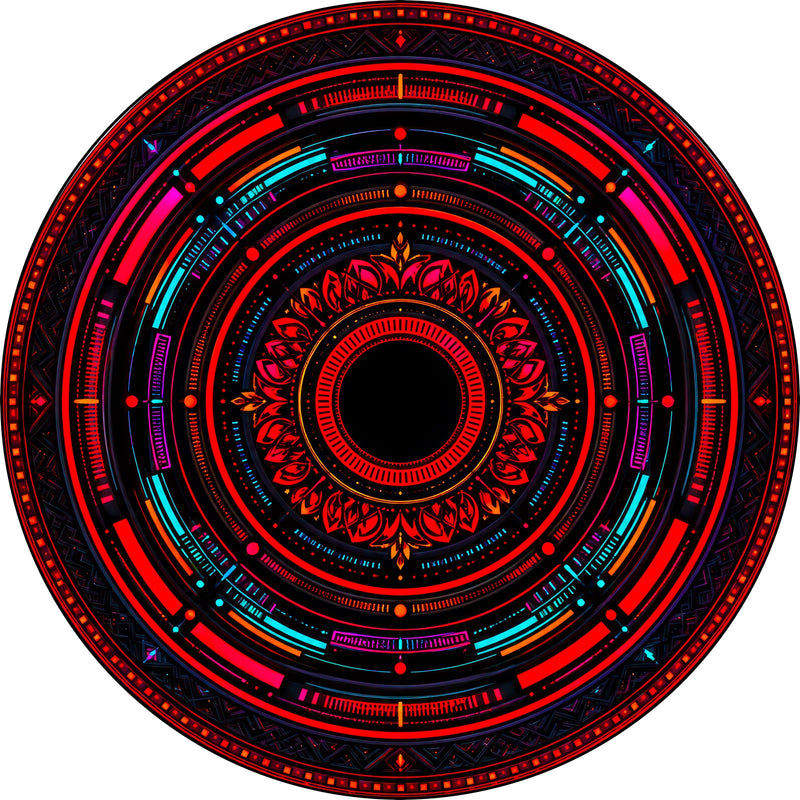 Neon Pulse Round Glass Wall Art