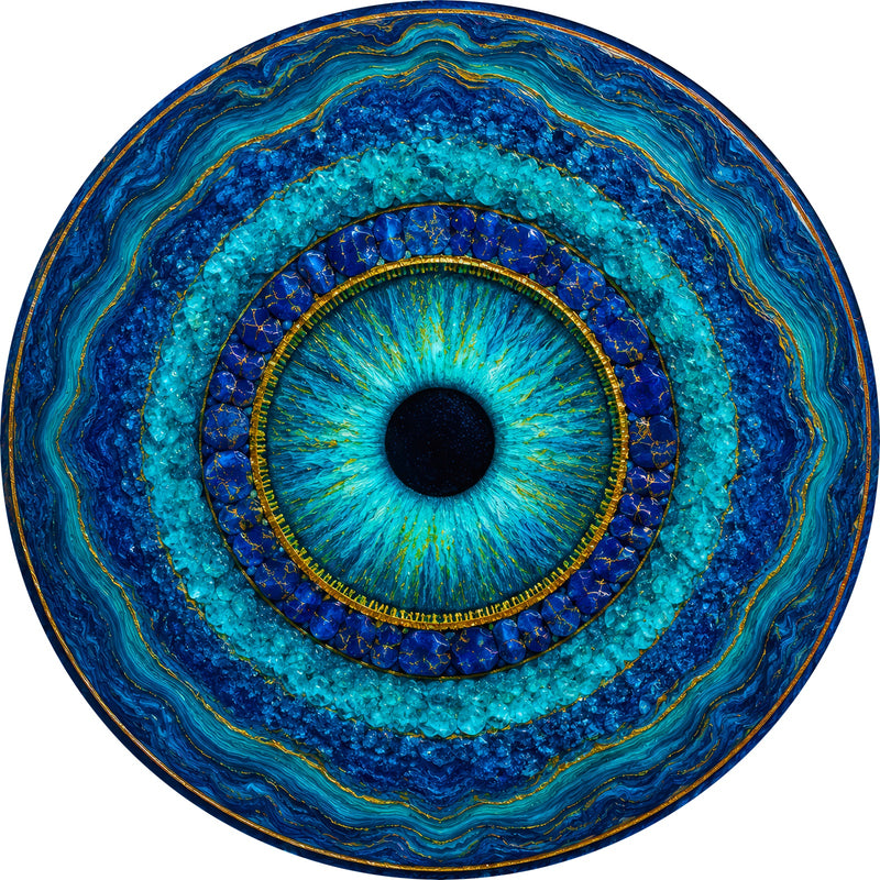 Turquoise Guardian Eye II Round Glass Wall Art