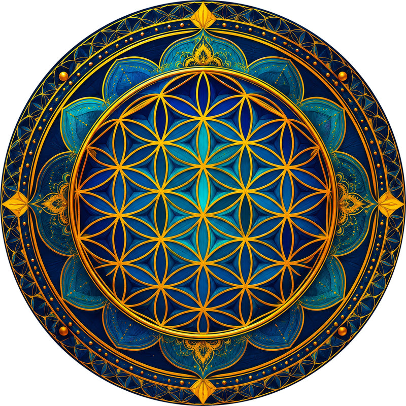Sacred Bloom Round Glass Wall Art