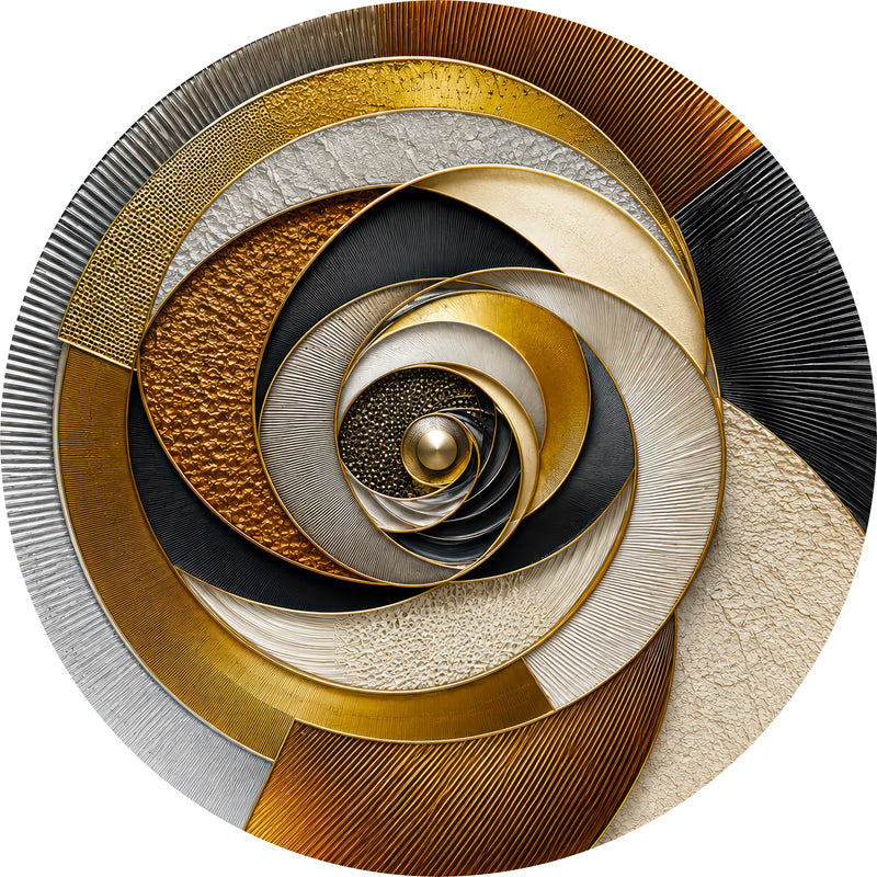 Gilded Spiral Round Glass Wall Art