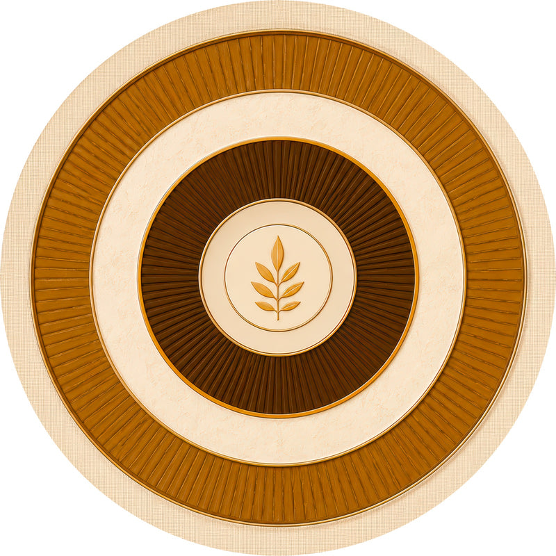 Golden Leaf Harmony Round Glass Wall Art