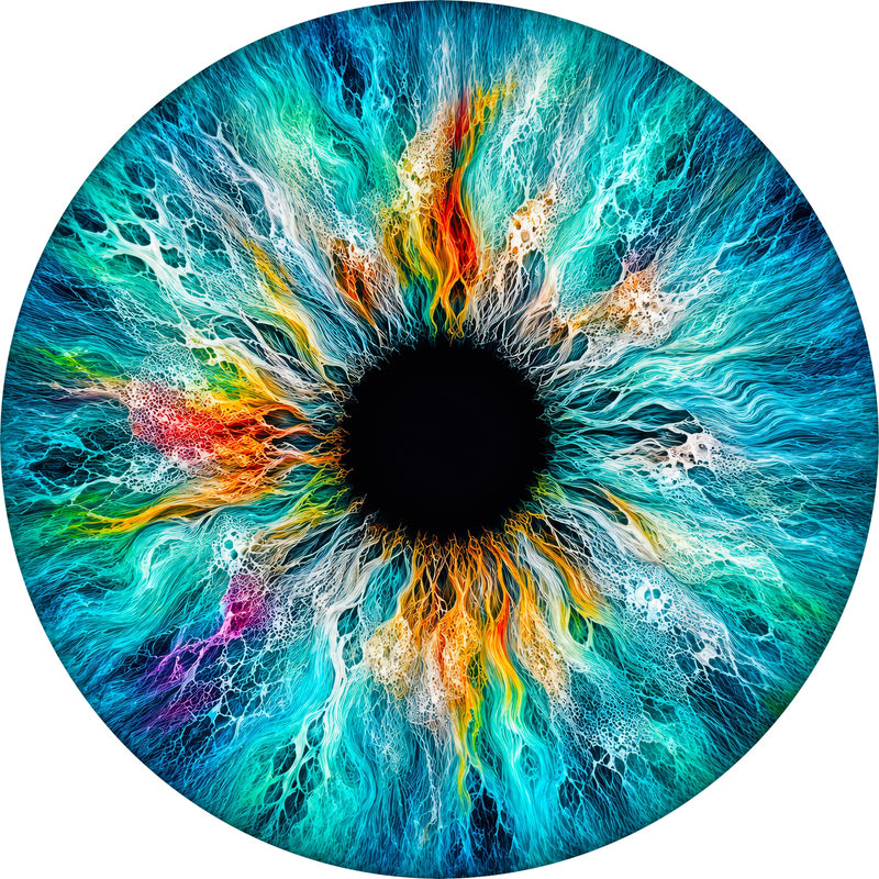 Chromatic Iris Round Glass Wall Art
