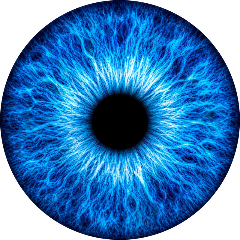 Electric Blue Iris IV Round Glass Wall Art