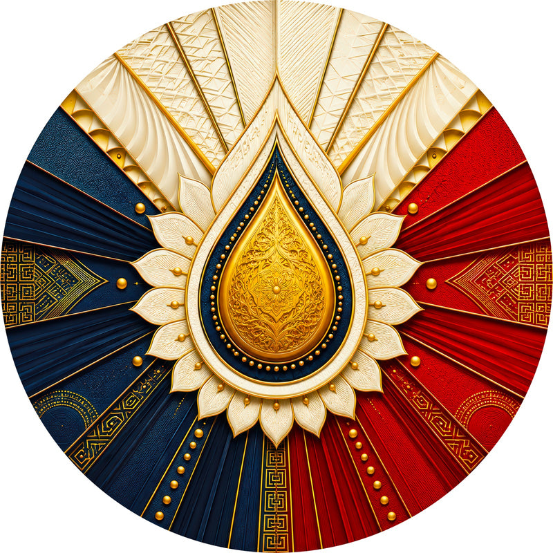 Sacred Flame Mandala Round Glass Wall Art