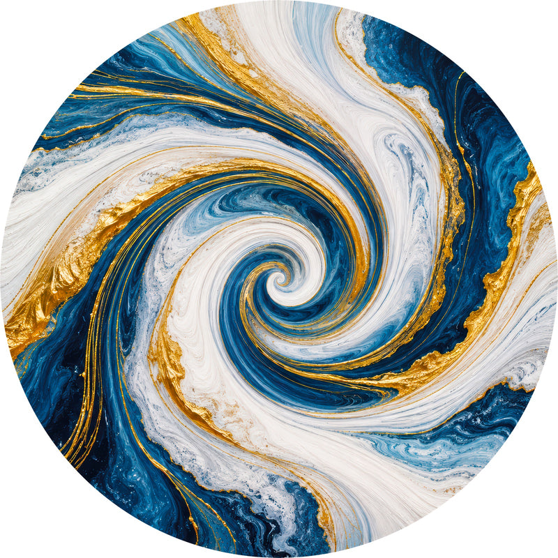 Sapphire Marble Vortex Round Glass Wall Art