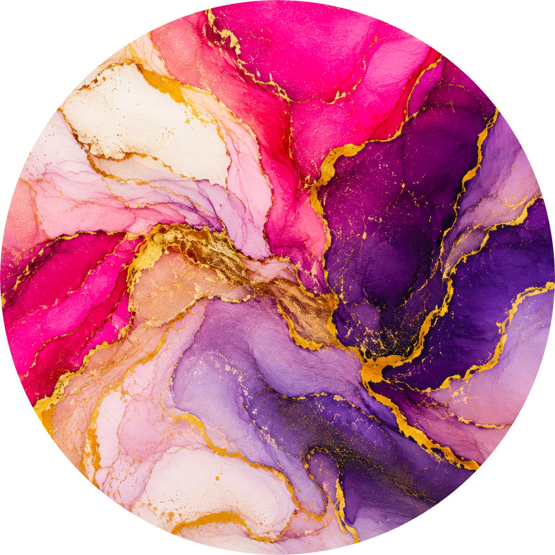 Magenta Amethyst Flow Round Glass Wall Art