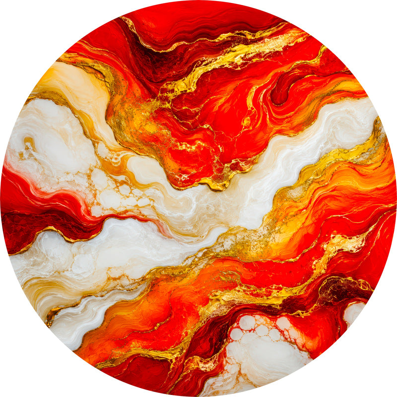 Molten Marble Blaze Round Glass Wall Art