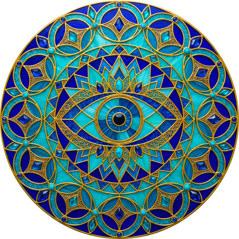 Royal Azure Eye Round Glass Wall Art