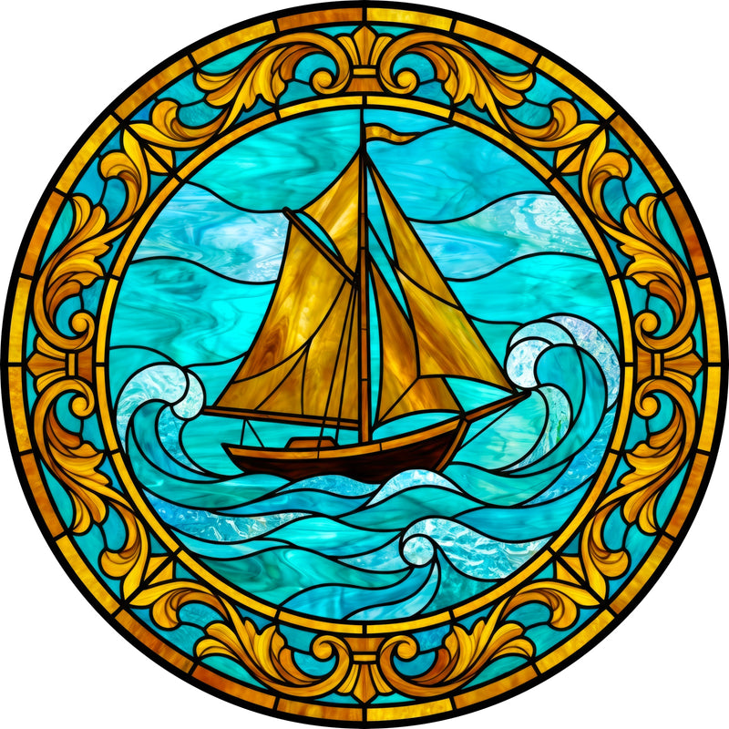 Amber Voyage Round Glass Wall Art