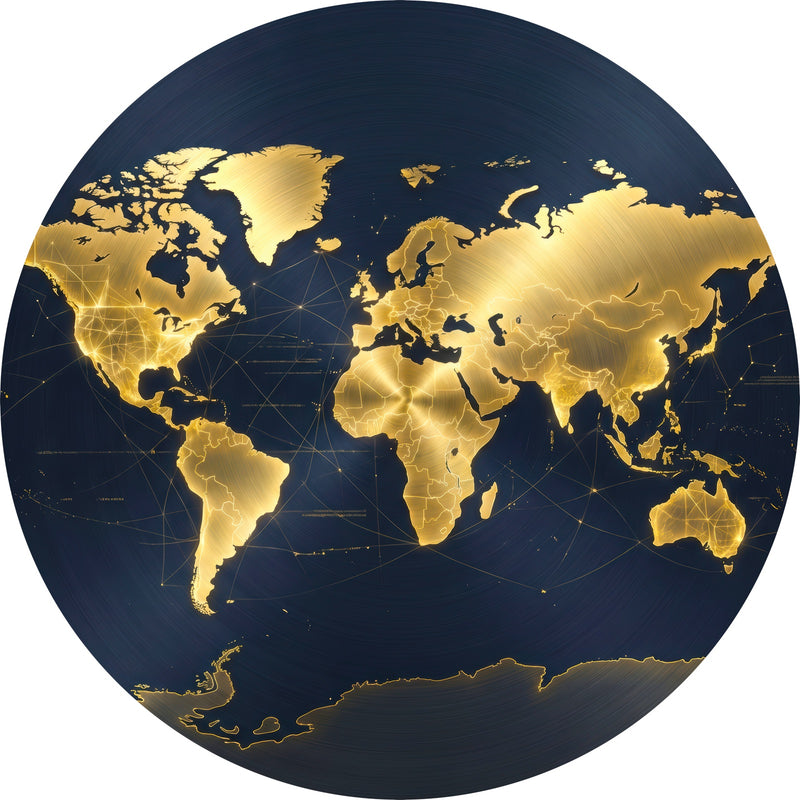 Midnight Global Connections Round Glass Wall Art