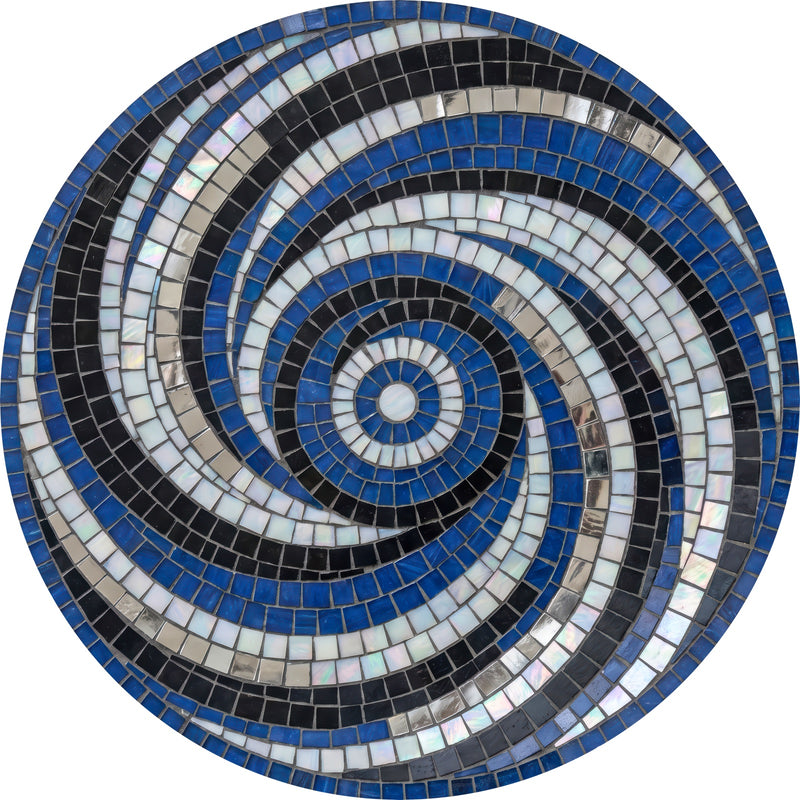 Midnight Mosaic Spiral Round Glass Wall Art