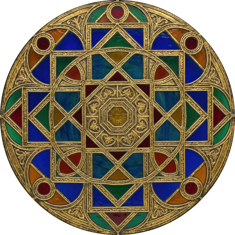 Jewelled Stained Glass Mandala Round Glass Wall Art