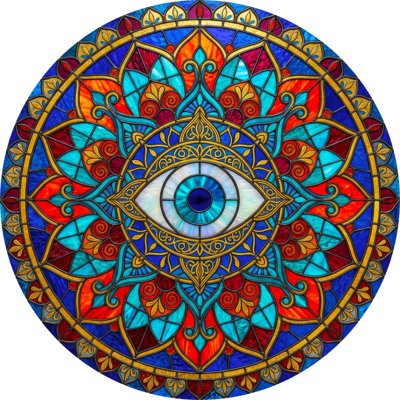 Radiant Guardian Eye Round Glass Wall Art