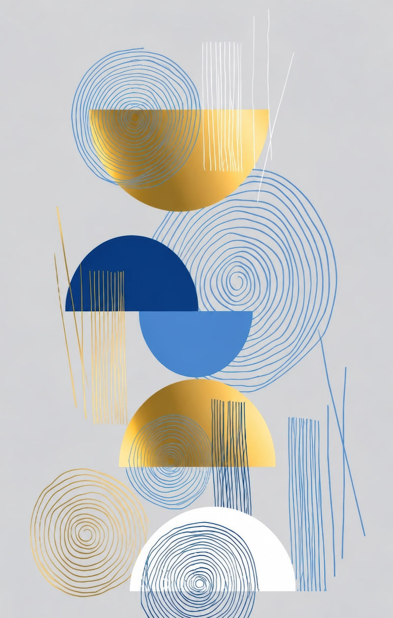 Blue And Gold Rhythm Glass Wall Art