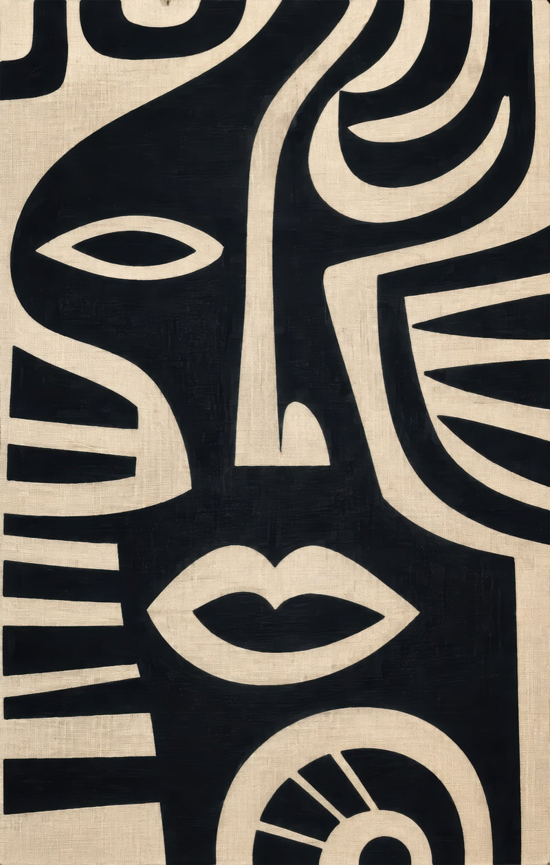 Midnight Tribal Faces Glass Wall Art