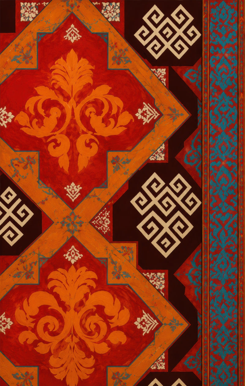 Turquoise Kilim Pattern Glass Wall Art