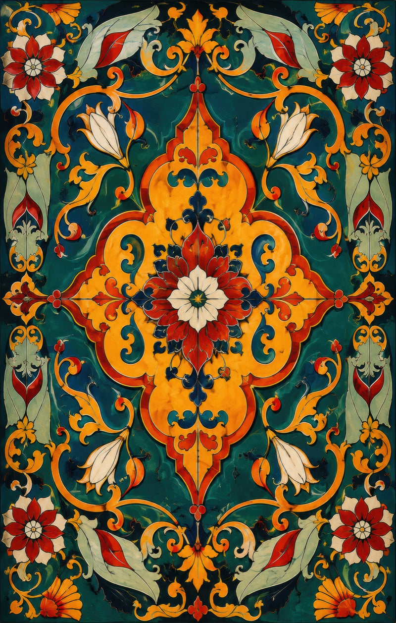 Emerald Floral Medallion Glass Wall Art