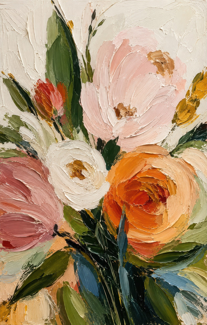 Blushing Garden Bouquet Glass Wall Art