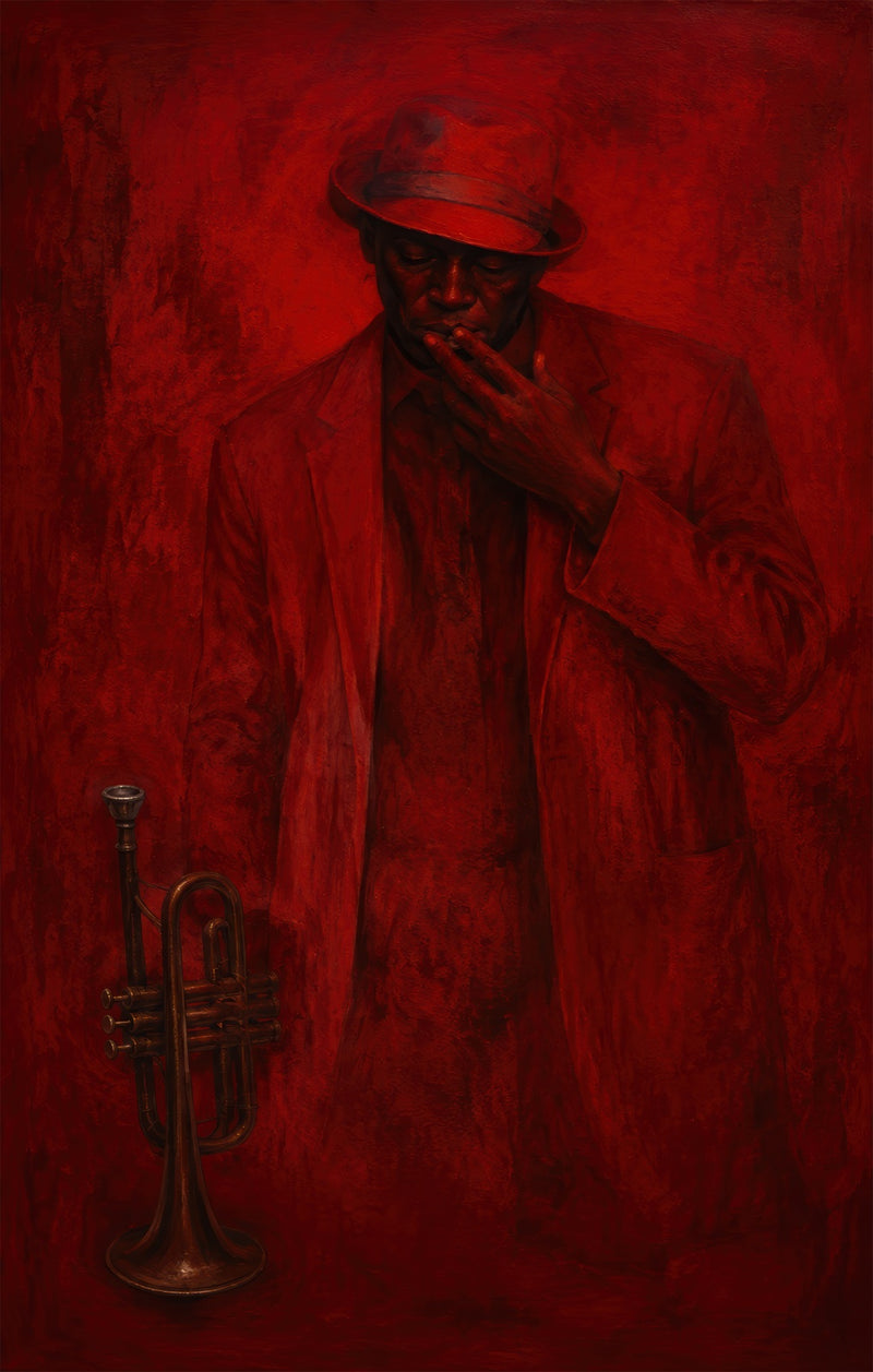 Crimson Jazz Glass Wall Art