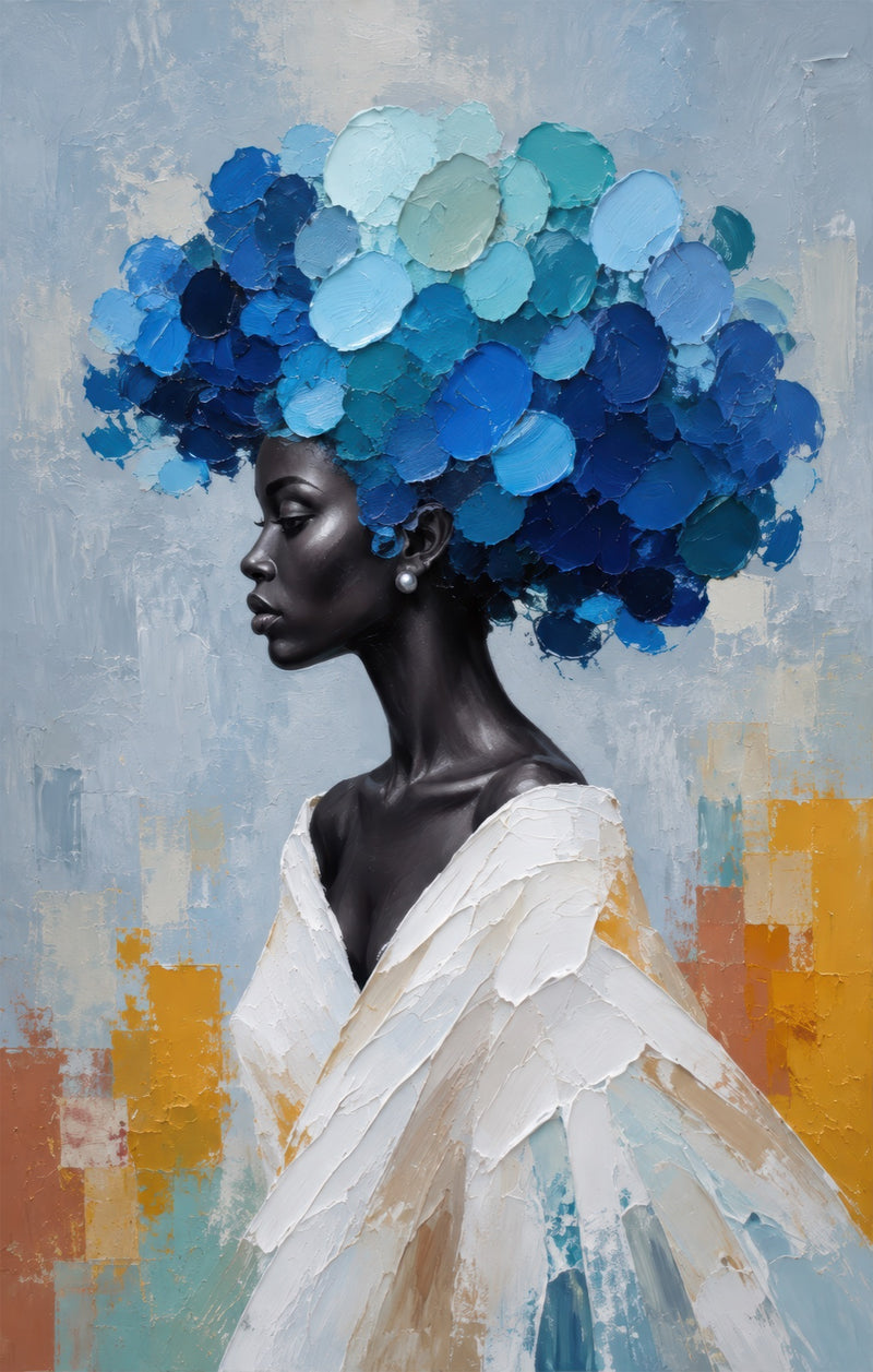 Blue Blossom Crown Glass Wall Art