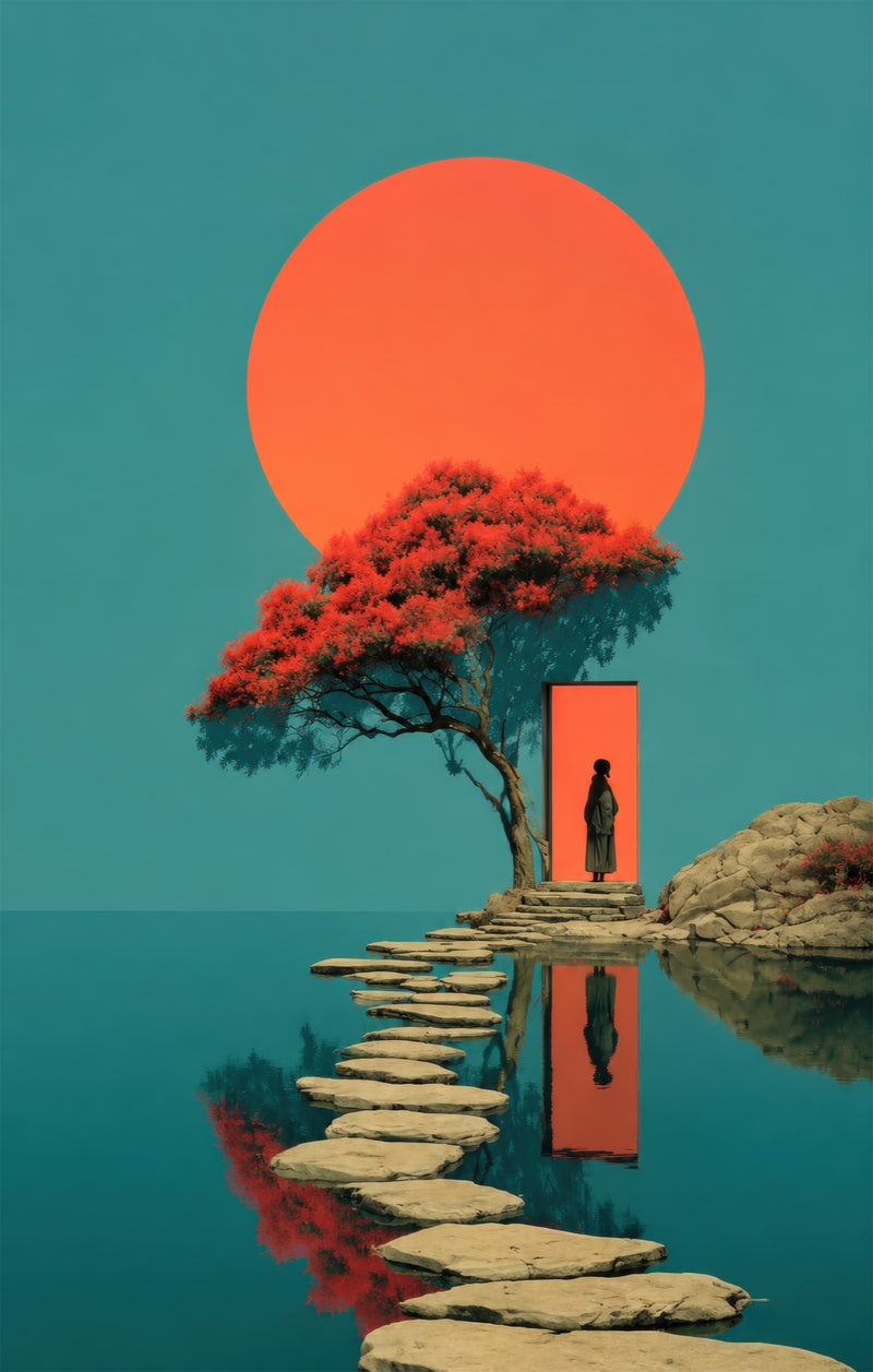 Portal at Sunset Glass Wall Art