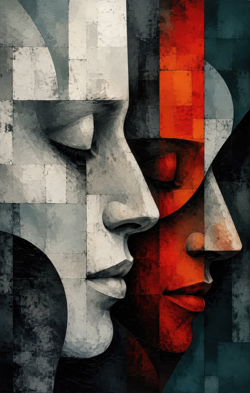 Faces in Contrast Glass Wall Art