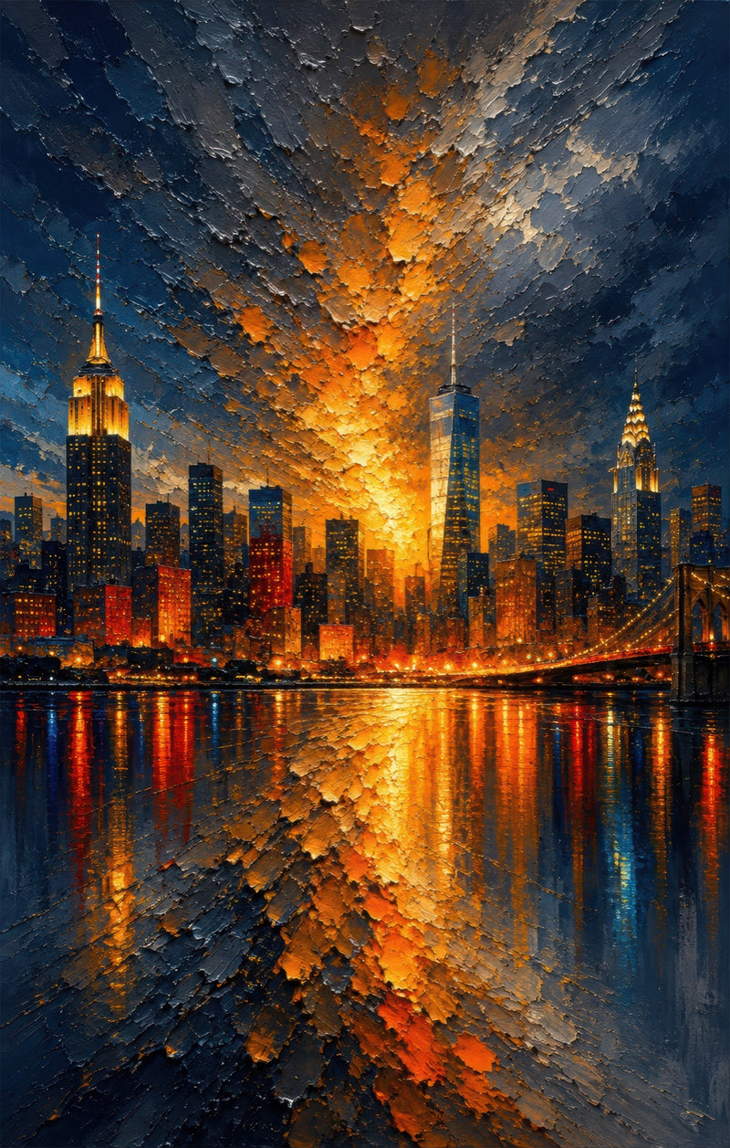 Manhattan Afterglow Glass Wall Art