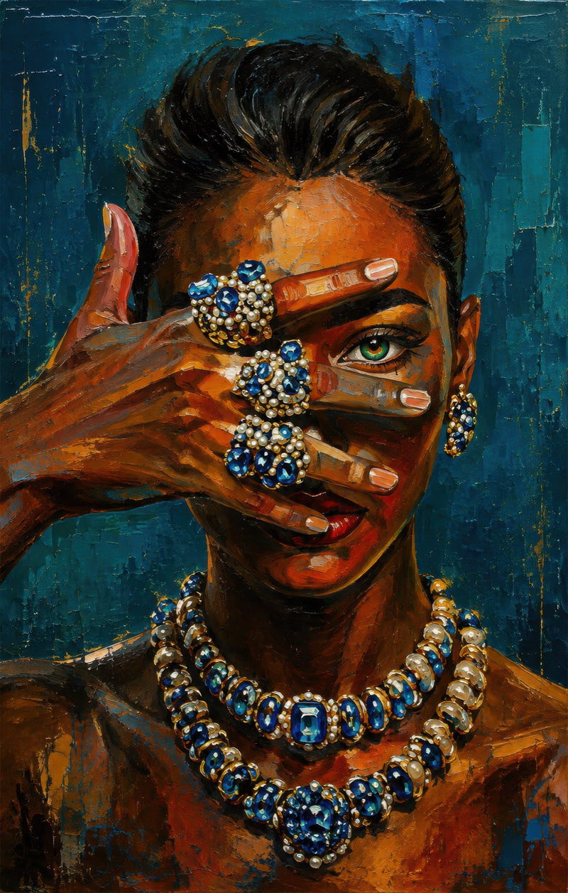 Sapphire Gaze Glass Wall Art