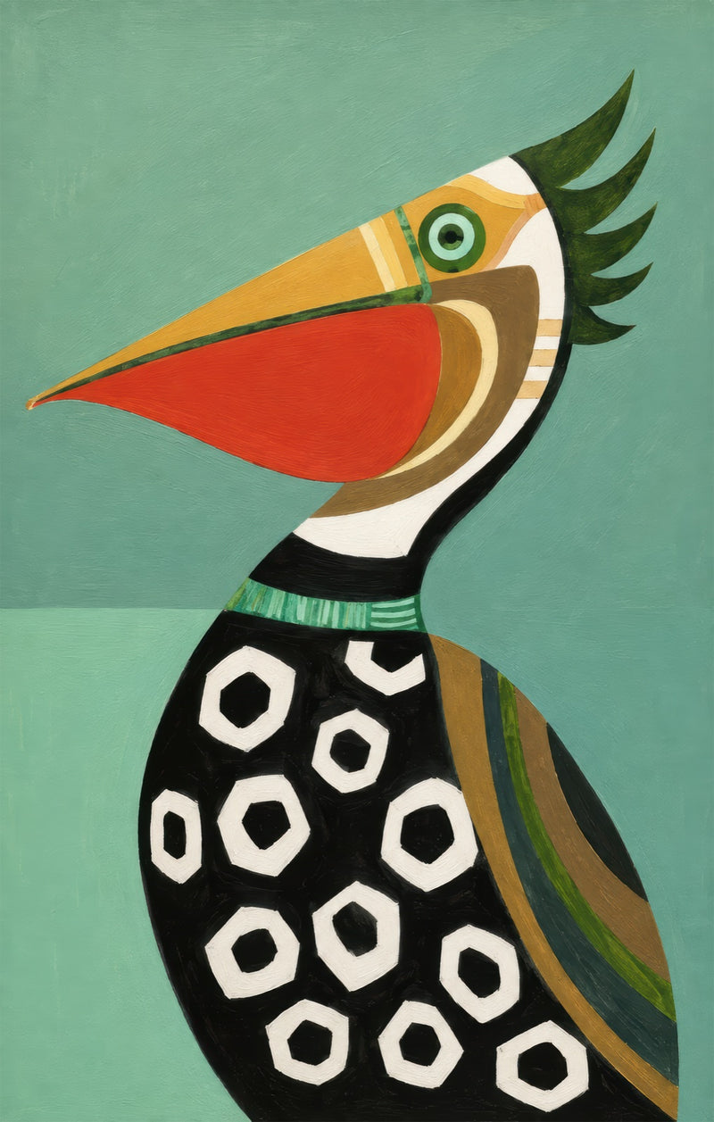 Modern Pelican Glass Wall Art