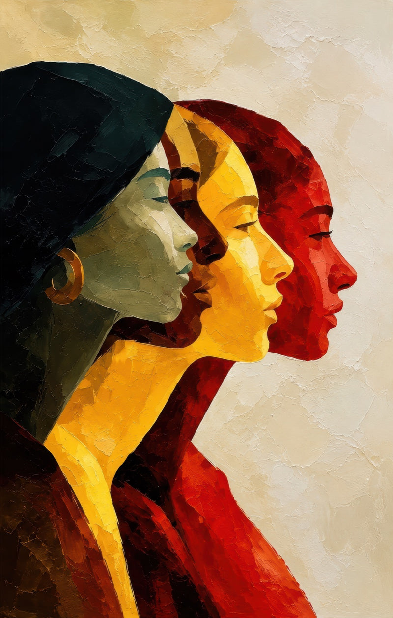Three Faces Glass Wall Art