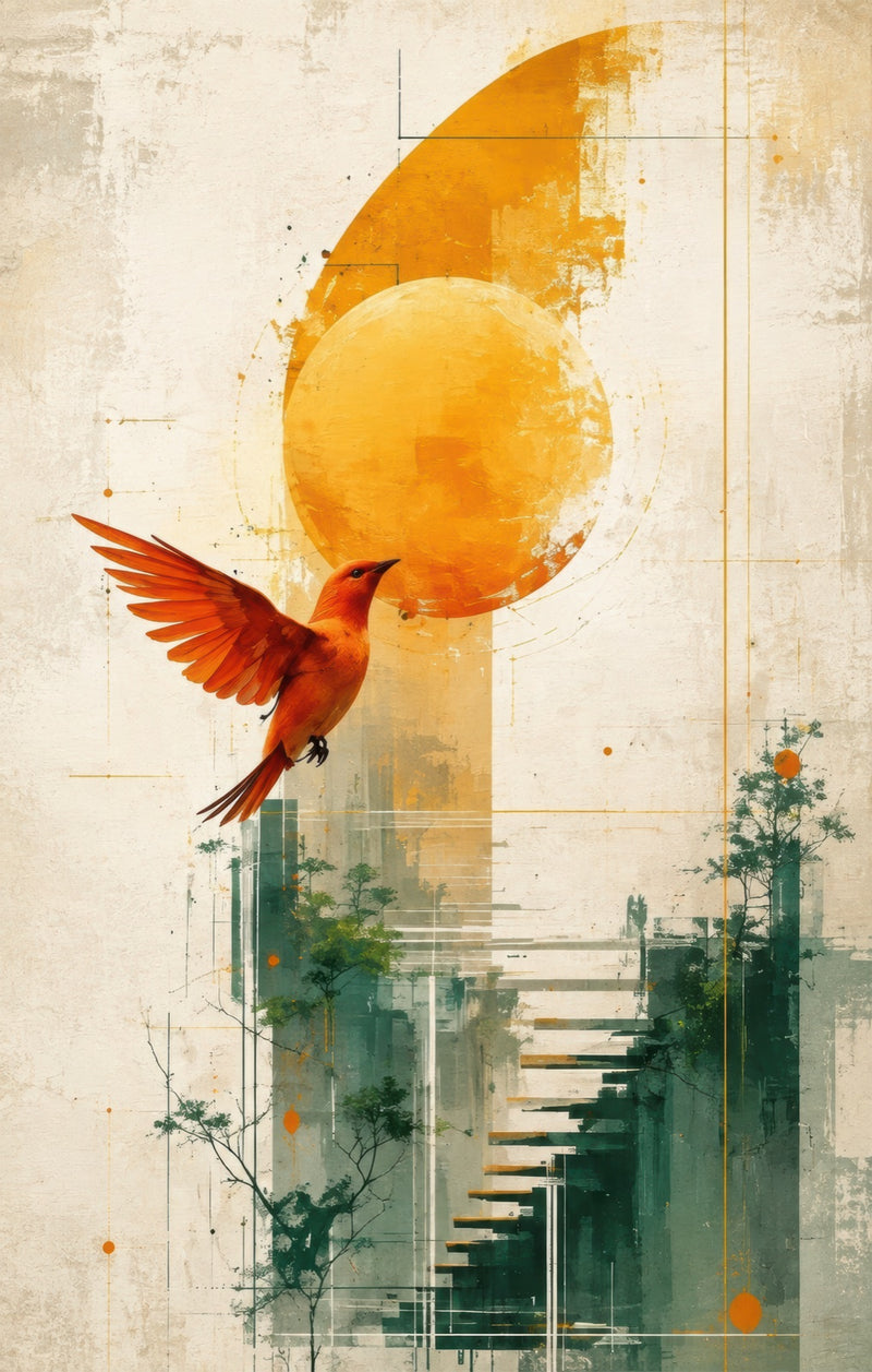 Flight Toward The Sun Glass Wall Art