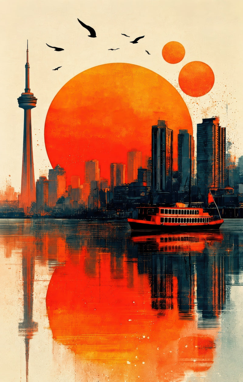 Toronto Sunset Glass Wall Art