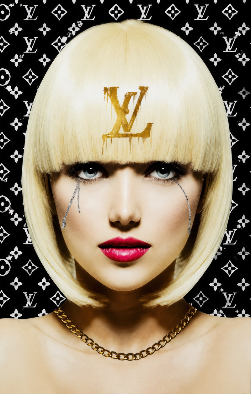 Golden Fashion Icon Glass Wall Art