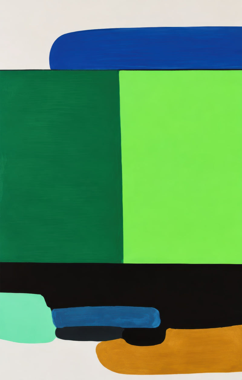 Emerald Colour Blocks Glass Wall Art